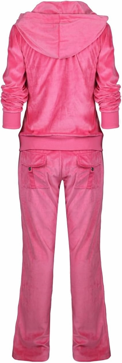 Facitisu Tracksuit for Women Set 2 Piece Joggers Velour Jogging Sweat Outfits Hoodie and Sweatpants Set