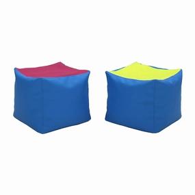 Factory Direct Partners 13043-LMRS SoftScape 14" Square Bean Bag Poufs for Kids (2-Piece Set) - Lime/Raspberry