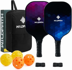 Fiberglass Pickleball Paddles Set of 2 or 4, Lightwight Pickle Ball Rackets 2 or 4 Pack with Polypropylene Core for Beginners
