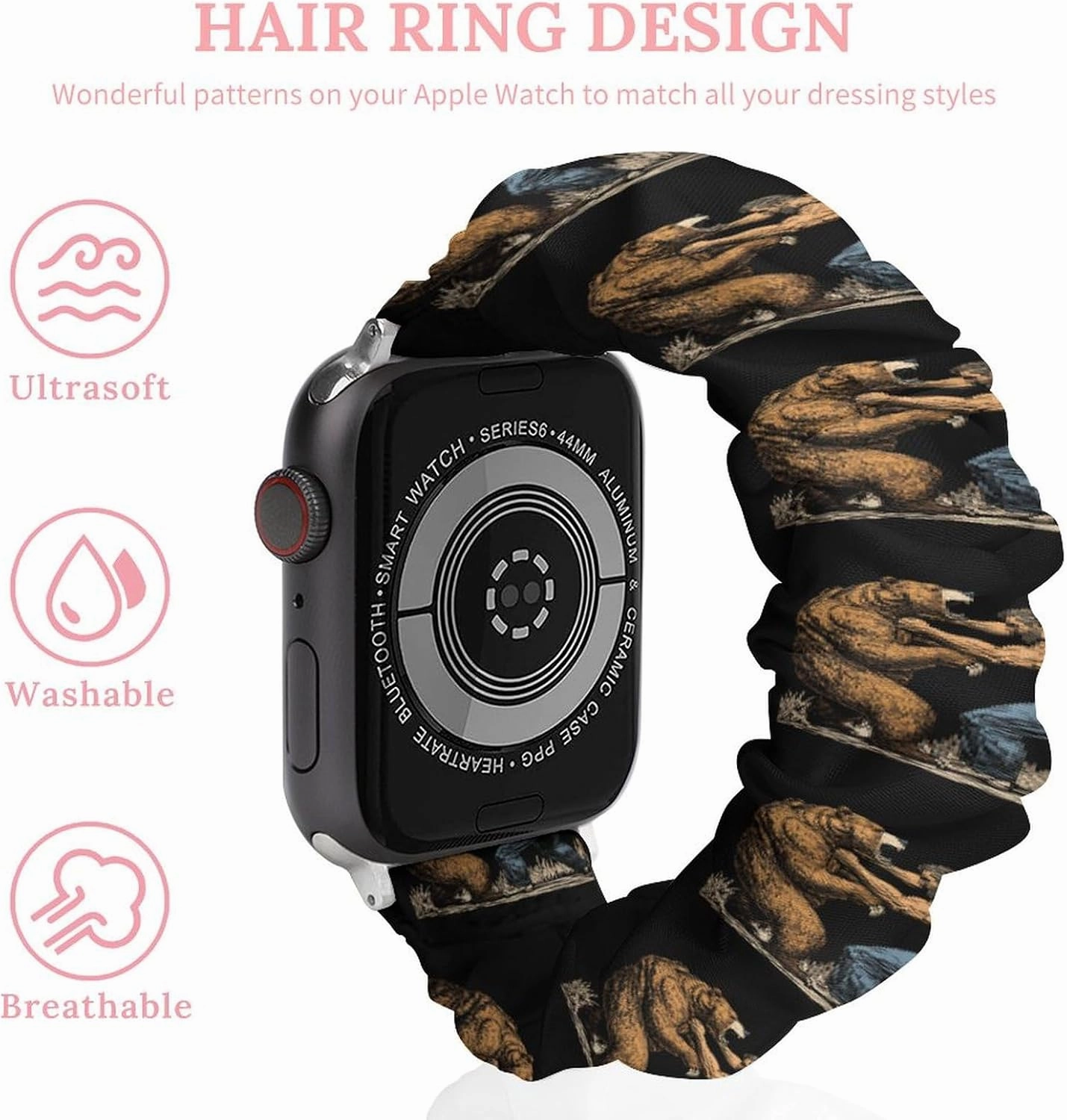 Fighting With Bear Fashion Watch Strap Scrunchies Wristbands Compatible With IWatch Series