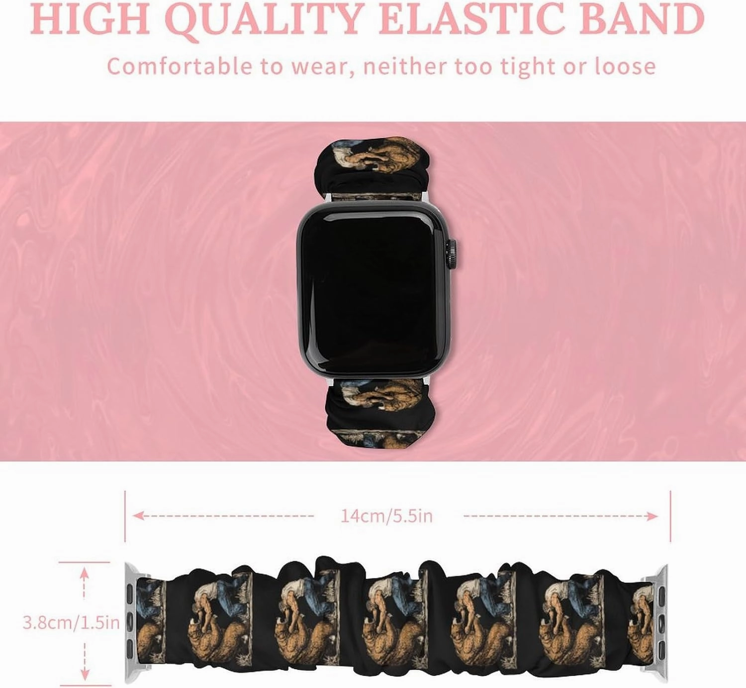 Fighting With Bear Fashion Watch Strap Scrunchies Wristbands Compatible With IWatch Series