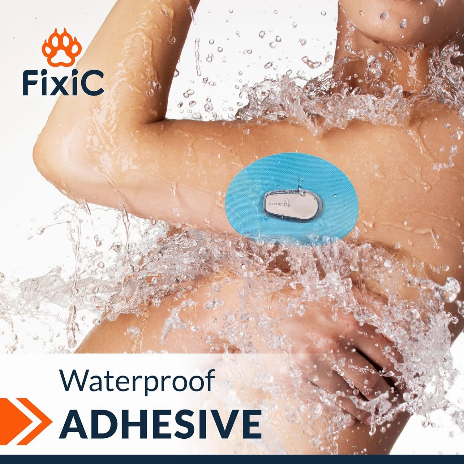 FixiC – Adhesive Patches for G6 – 25 Pack Premium Waterproof Adhesive Patches – Pre-Cut Back Paper – Adhesive Patch for G6 – Long Fixation! (Light Blue)