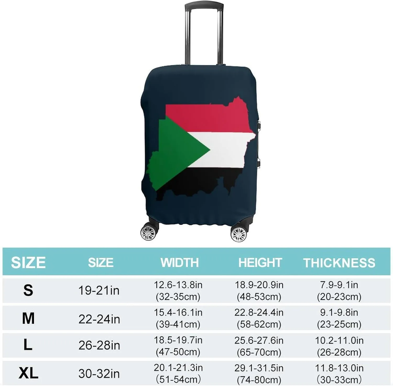 Flag Map of Sudan Custom Luggage Covers Elastic Travel Suitcase Protector Case Fit 20-30 Inch Baggage