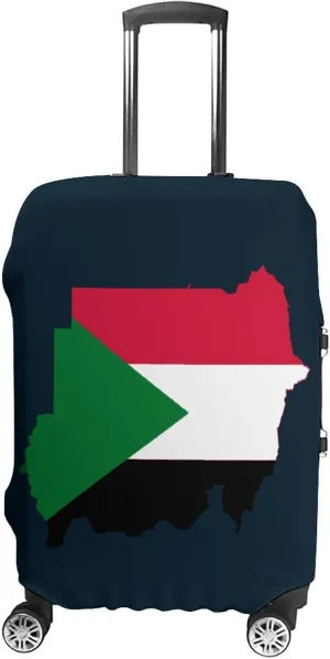 Flag Map of Sudan Custom Luggage Covers Elastic Travel Suitcase Protector Case Fit 20-30 Inch Baggage