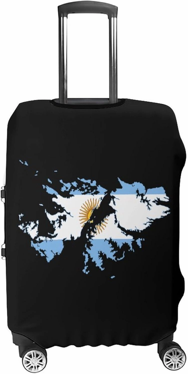 Flag Map of Falkland Islands Custom Luggage Covers Elastic Travel Suitcase Protector Case Fit 20-30 Inch Baggage