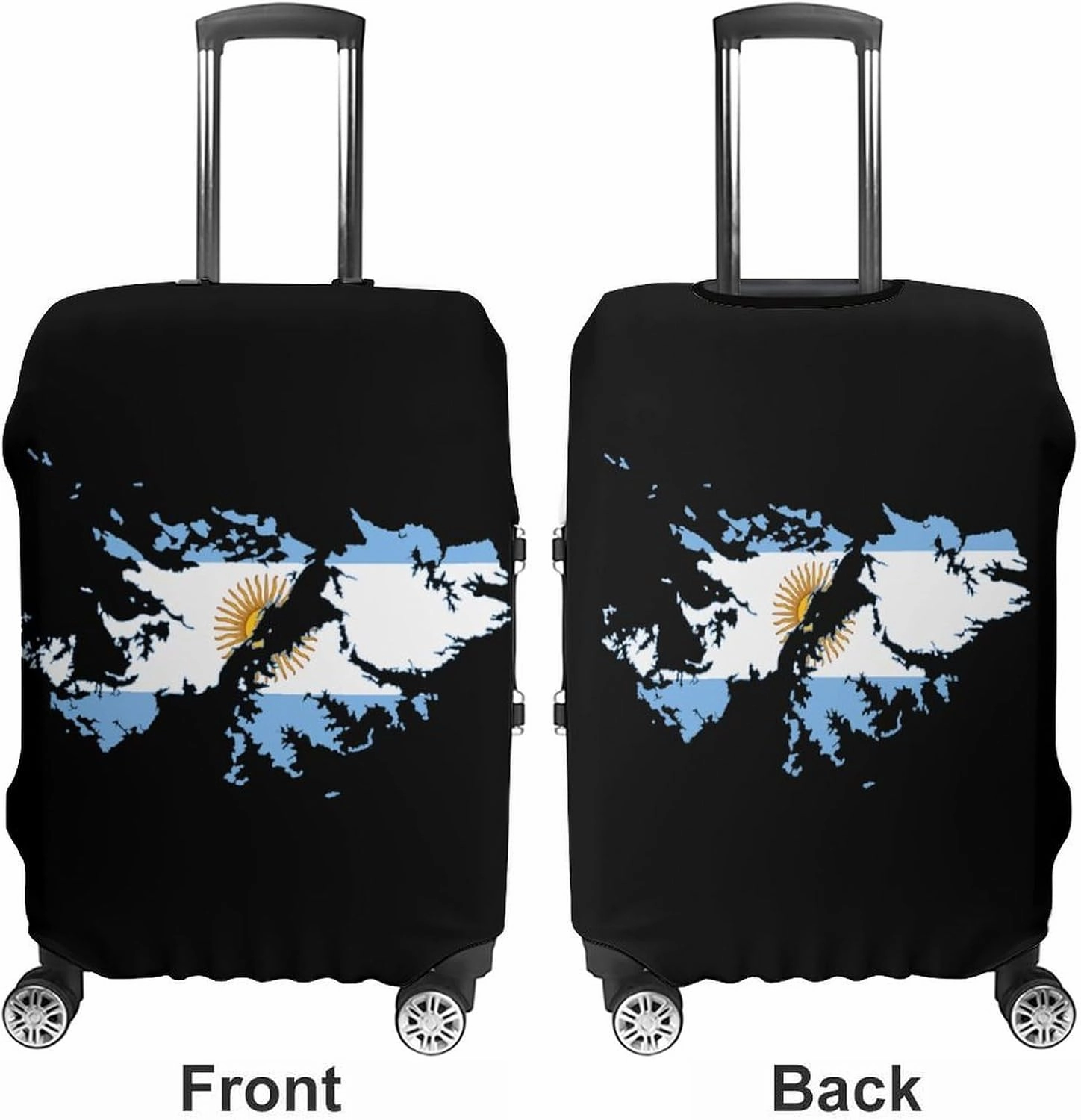 Flag Map of Falkland Islands Custom Luggage Covers Elastic Travel Suitcase Protector Case Fit 20-30 Inch Baggage