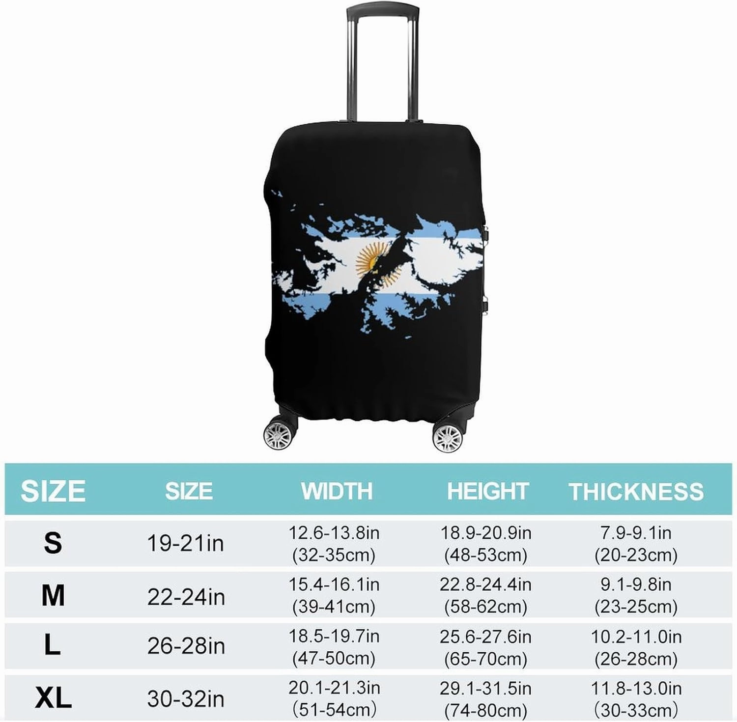 Flag Map of Falkland Islands Custom Luggage Covers Elastic Travel Suitcase Protector Case Fit 20-30 Inch Baggage