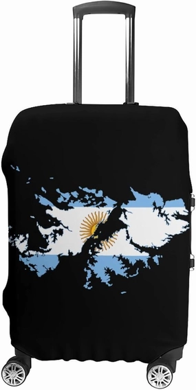 Flag Map of Falkland Islands Custom Luggage Covers Elastic Travel Suitcase Protector Case Fit 20-30 Inch Baggage