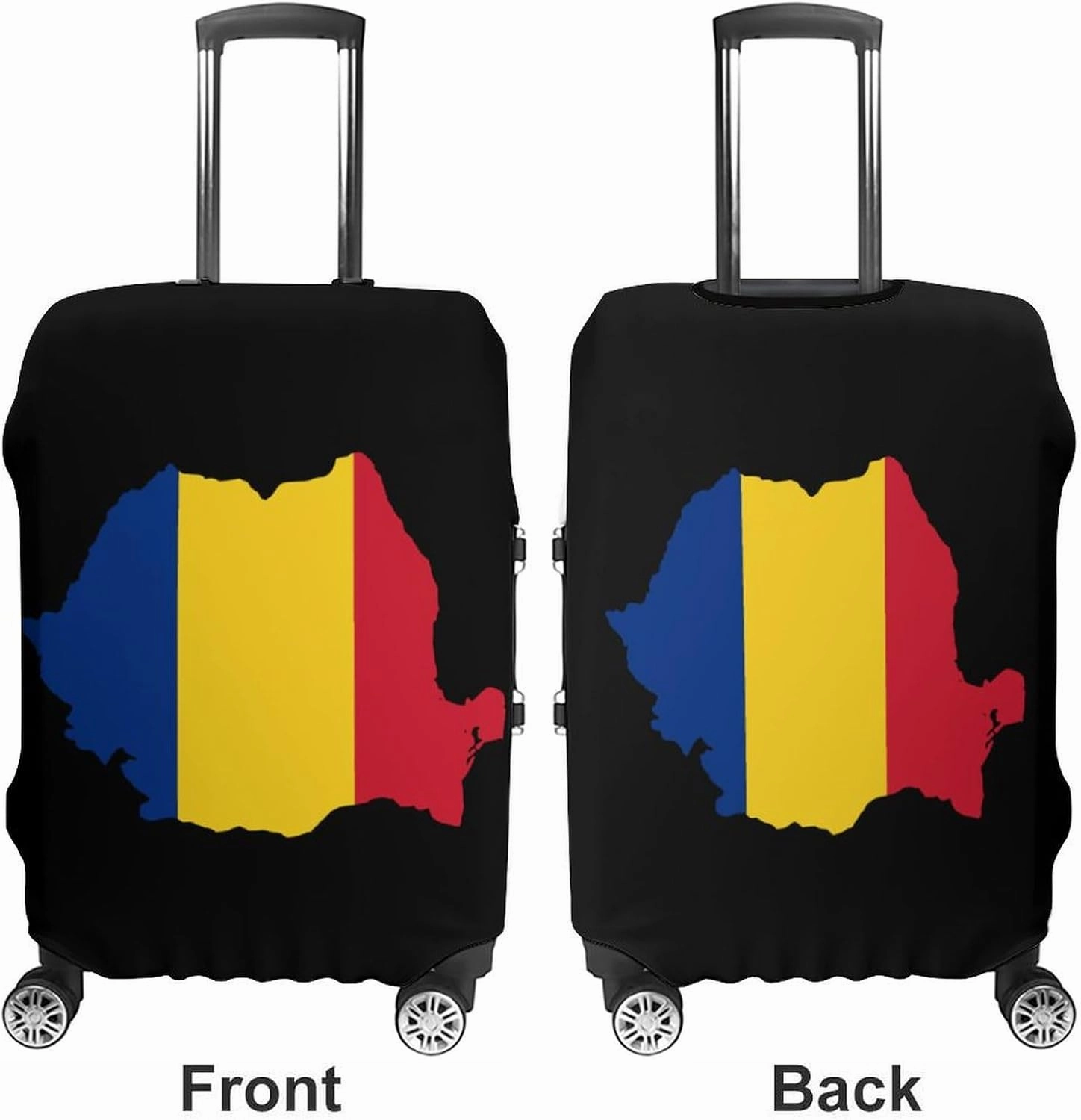 Flag Map of Romania Custom Luggage Covers Elastic Travel Suitcase Protector Case Fit 20-30 Inch Baggage