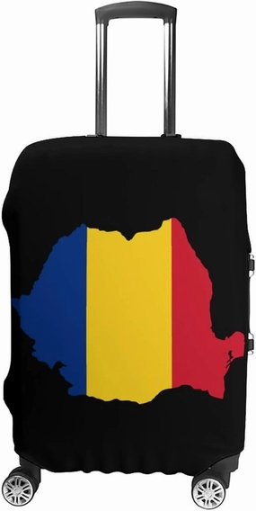 Flag Map of Romania Custom Luggage Covers Elastic Travel Suitcase Protector Case Fit 20-30 Inch Baggage