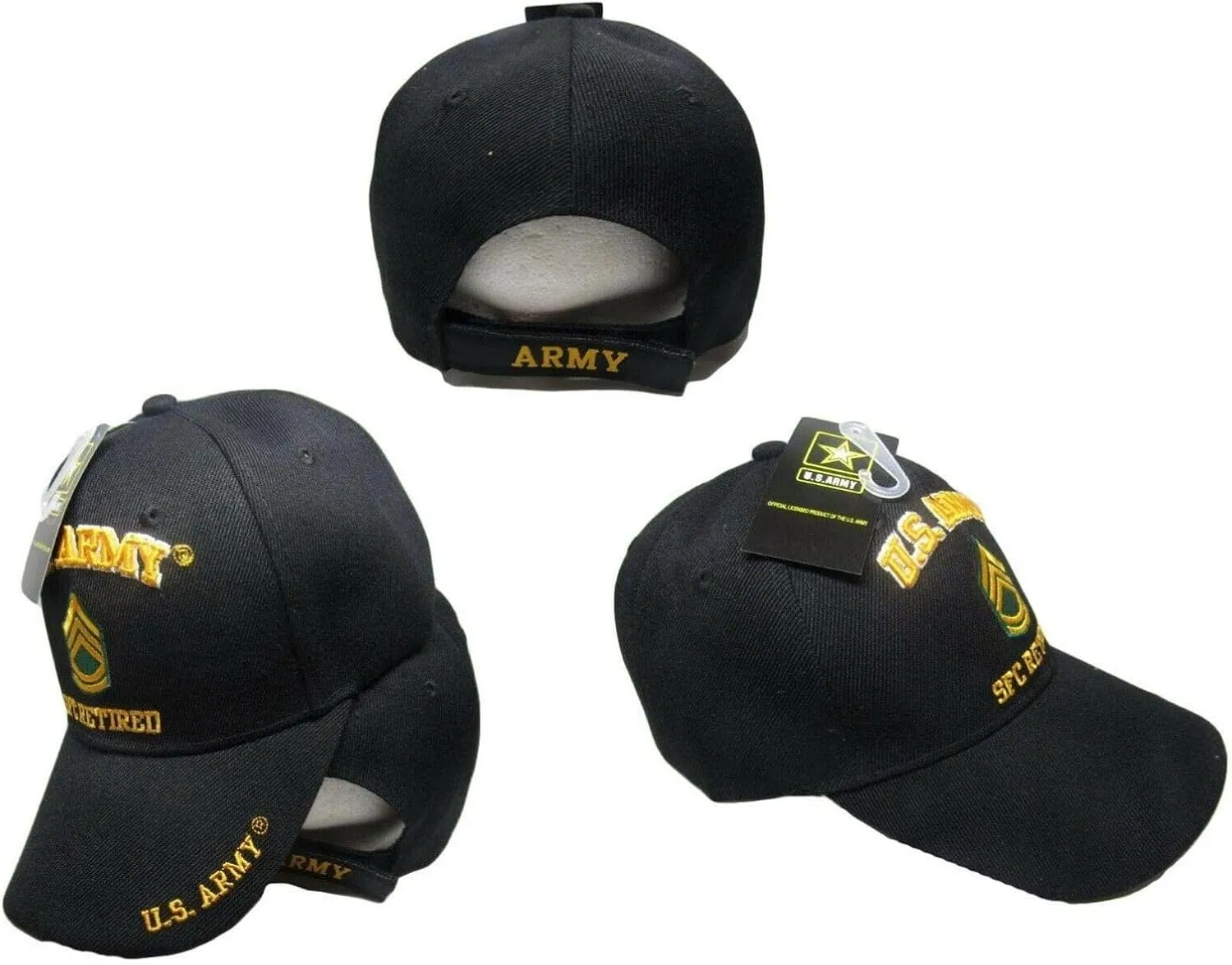 Flakita's Novelties US Army SFC Retired Ball Cap HAT Black (Licensed)
