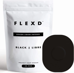 Flexd - Libre 3 Sensor Covers Waterproof, Freestyle Adhesive Patches (Pack of 30) Oval, Black