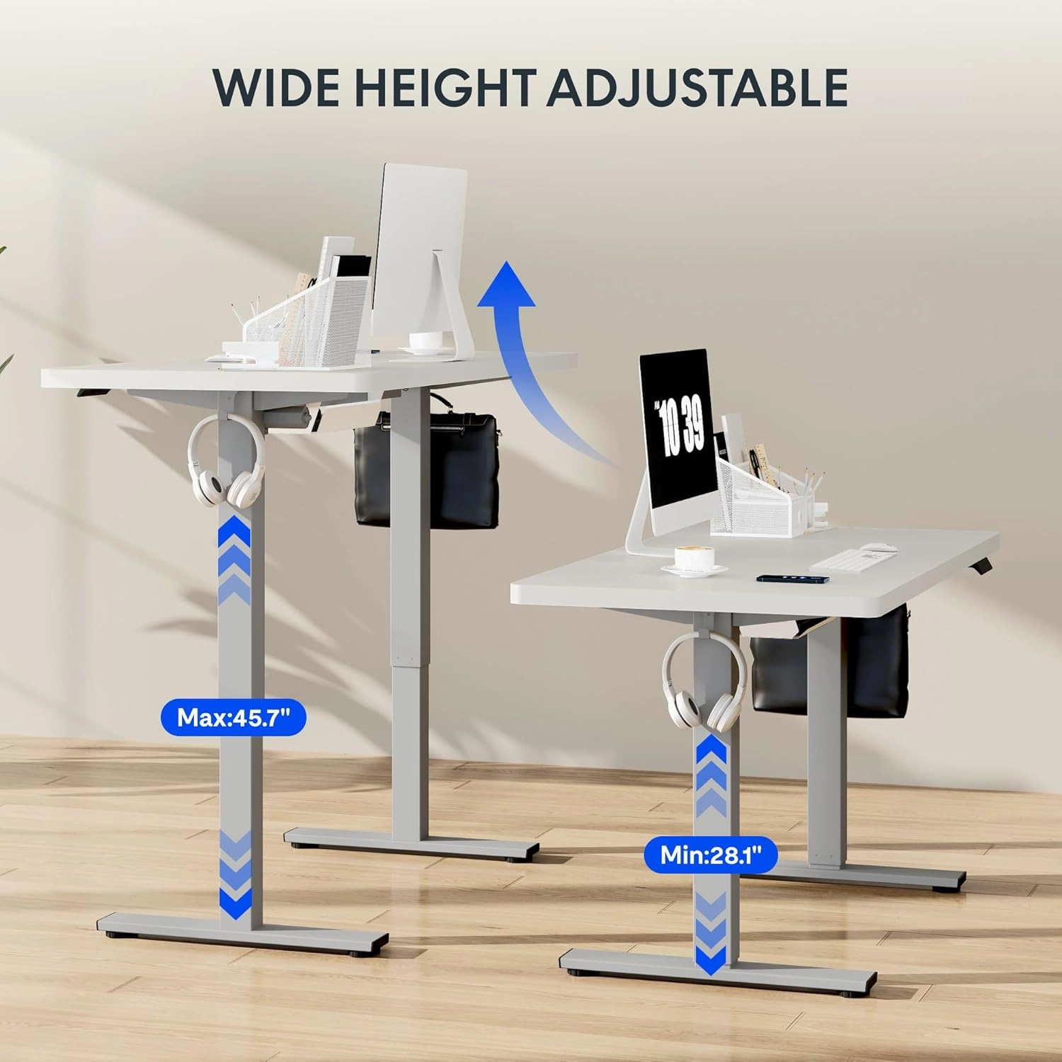 FLEXISPOT Height Adjustable Standing Desk Frame, Electric Sit Stand Desk Base for Home and Office (Gray Frame Only)