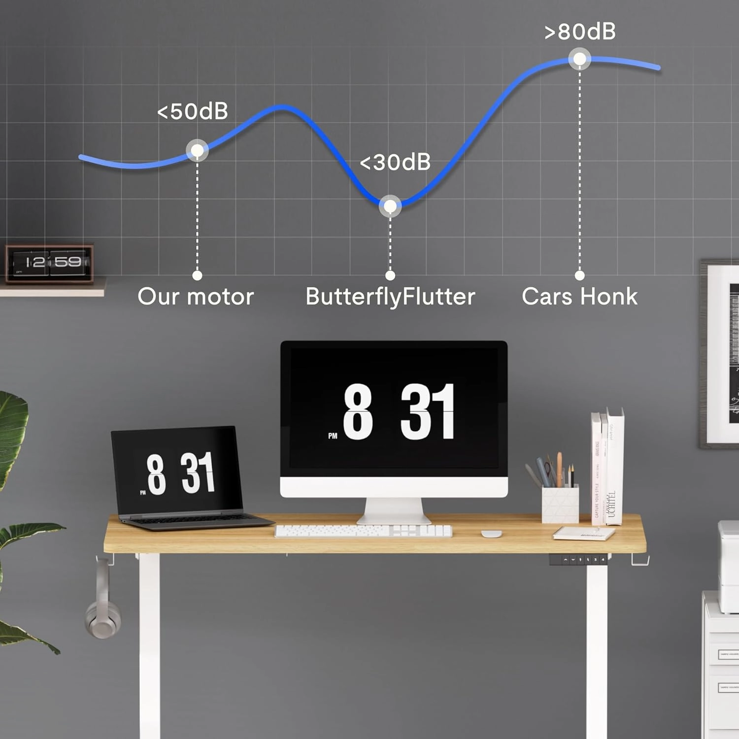FLEXISPOT Height Adjustable Standing Desk Frame, Electric Sit Stand Desk Base for Home and Office (Gray Frame Only)