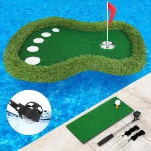 Floating Golf Green for Pool, Floating Chipping Green Mat with Ball Retriever for Pool/Lake, No Drifting Floating Golf Putting Turf Game Set for Golfers