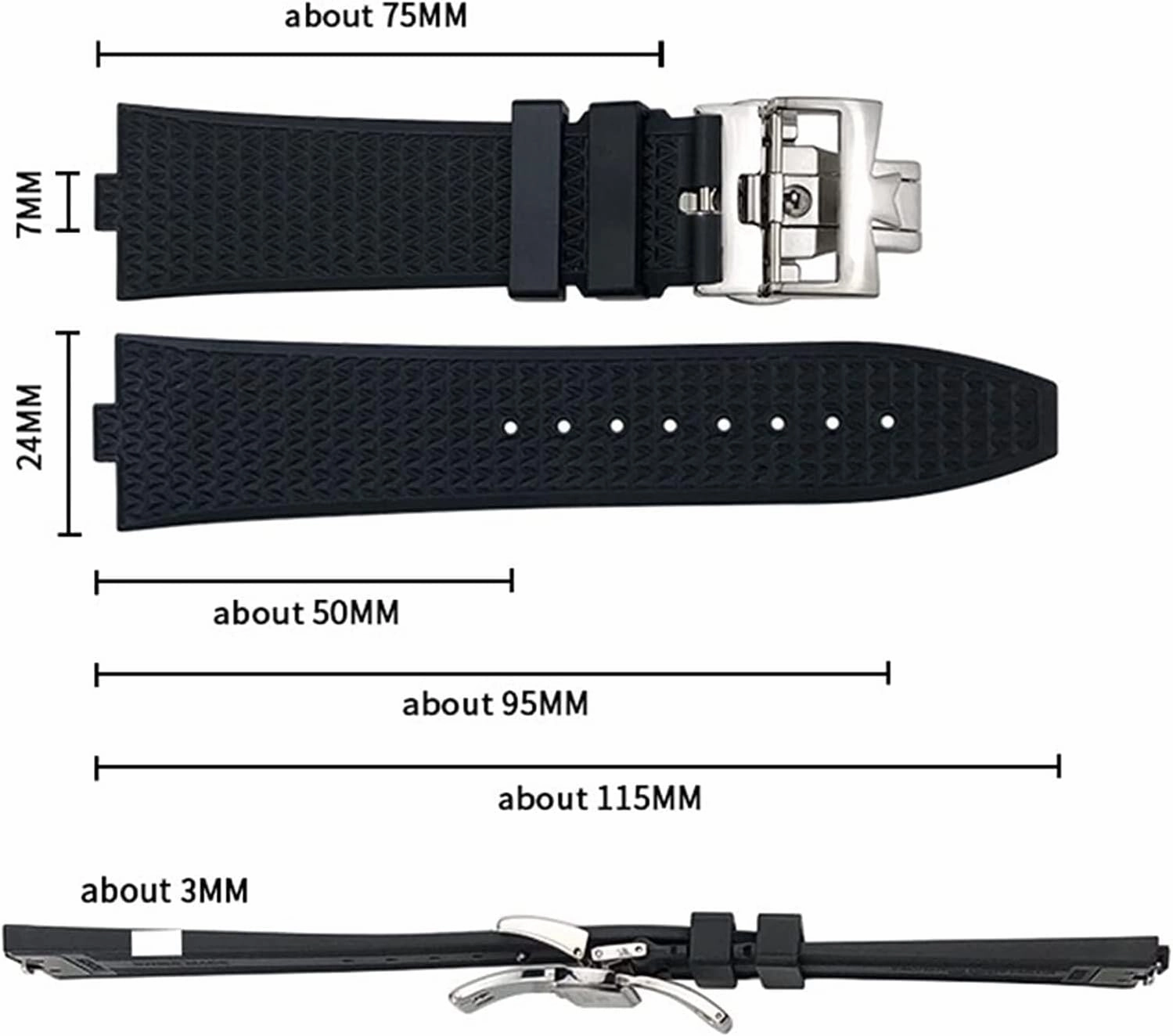 Fluororubber Watchbands for Vacheron Constantin 5500V 4500V 7900 Men waterproof replacement Strap 24mm*7mm