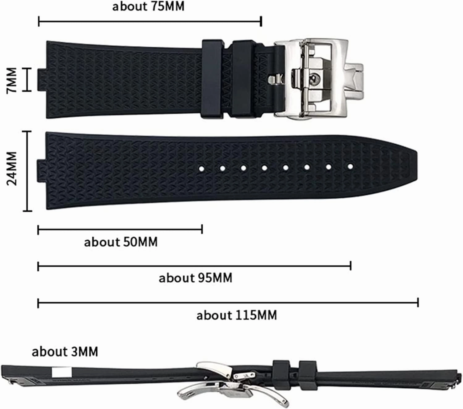 Fluororubber Watchbands for Vacheron Constantin 5500V 4500V 7900 Men waterproof replacement Strap 24mm*7mm
