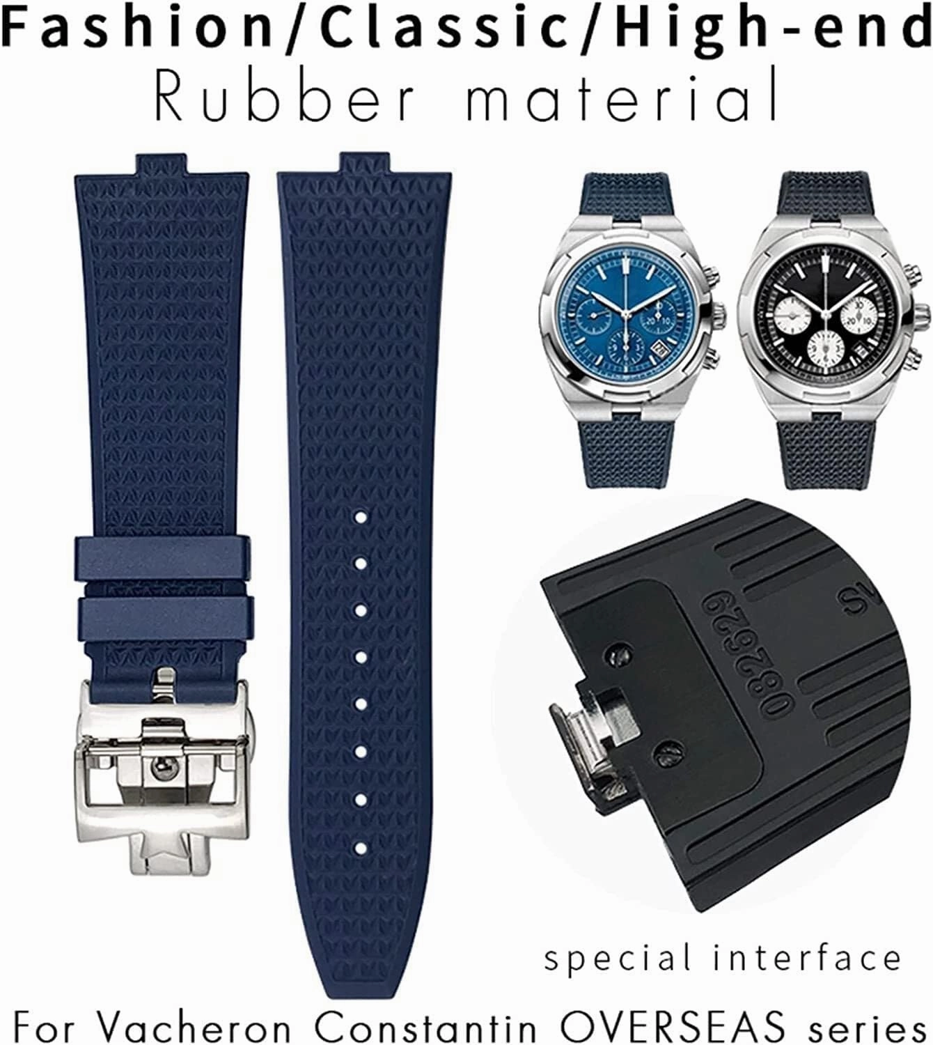 Fluororubber Watchbands for Vacheron Constantin 5500V 4500V 7900 Men waterproof replacement Strap 24mm*7mm