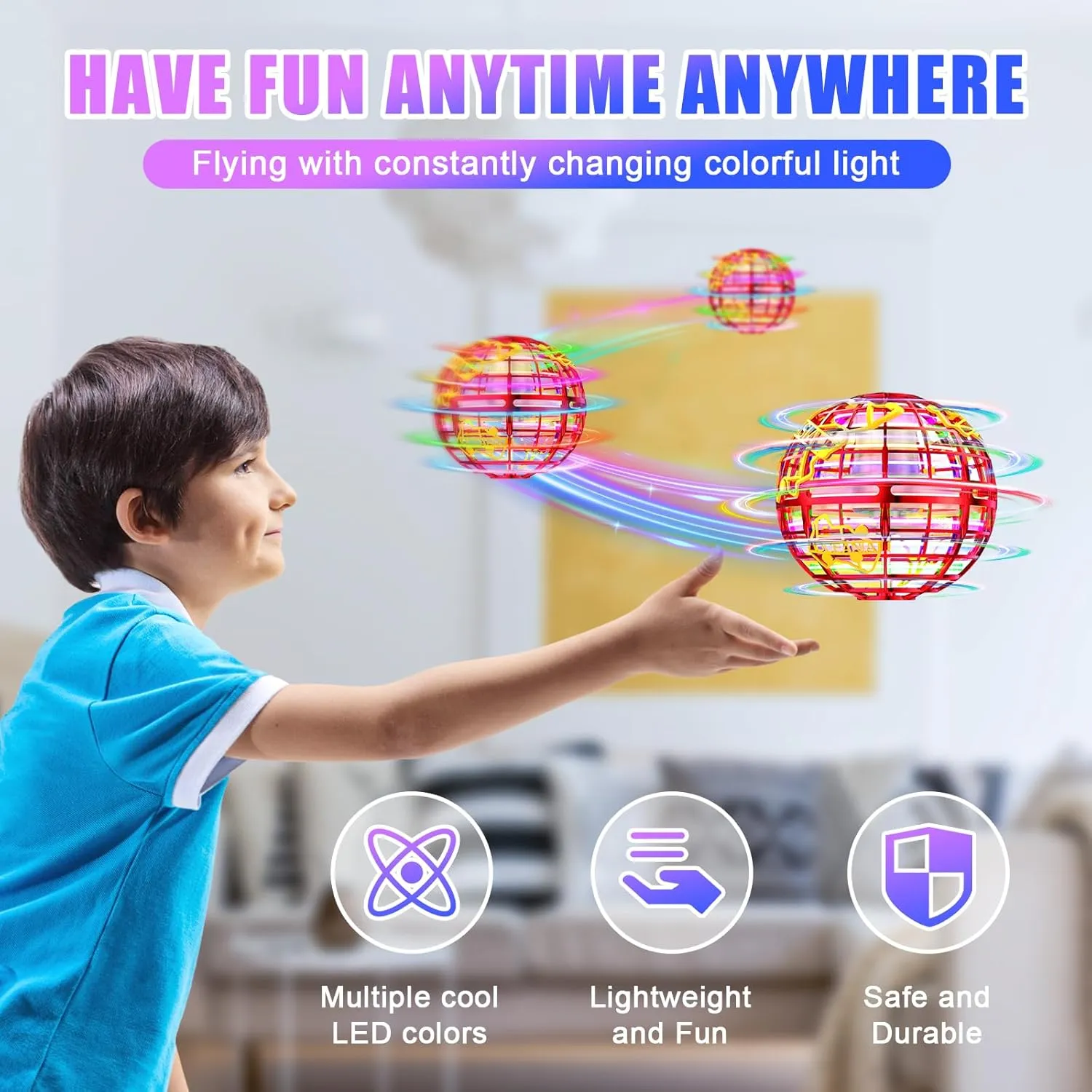 Flying orb Ball 2025 Hover Boomerang Ball 6 Lighting Effects Cool Toys Gift for 678910  Year Kids Teen Adults Indoor Outdoor Flying Toy(Red)
