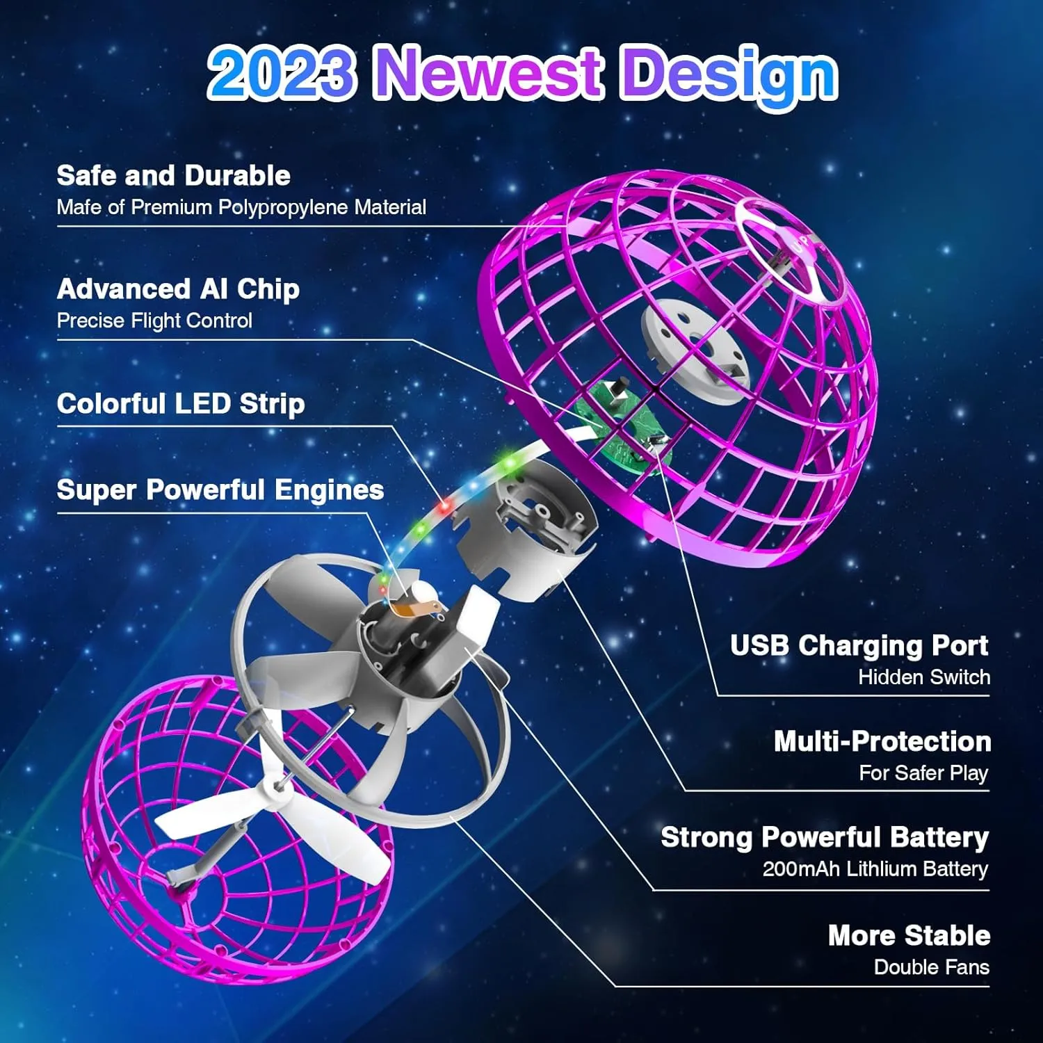 Flying Orb Ball, Flying Spinner Ball Toy, Hand Controlled Boomerang Hover Ball, Fidget Spinner Stress Ball, Christmas Birthday Cool Toys Gifts for 6 7 8 9 10  Year Old Boys Girls Teens Indoor Outdoor