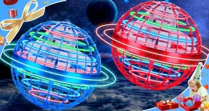 Flying Orb Ball Toy 2 Pack,Hand Controlled Mini Drone for Kids,Galactic Fidget Flying Spinner Flying Orb with Lights,Christmas Birthday Gift Cool for Boys Girls 6 7 8 9 10  Year Old（Blue & Red）