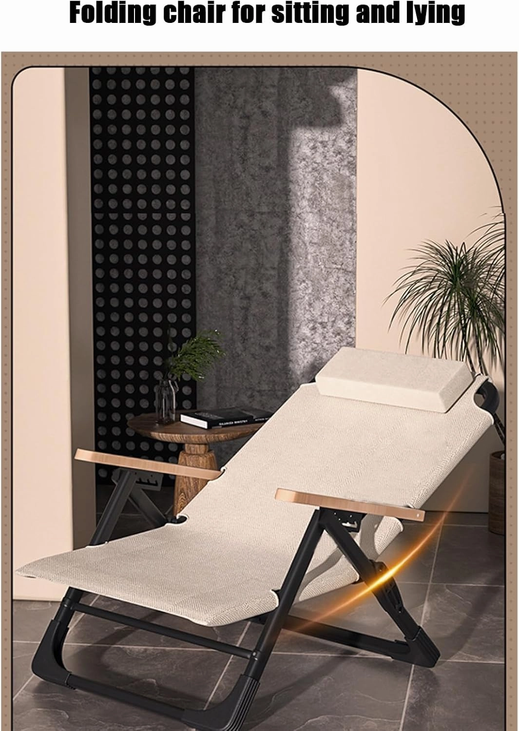 Folding Chair, Reclining Chair, Lazy Chair, backrest Chair, Portable Camping Chair, Beach Chair, Fishing Stool(Color:Beige), 21.65inX23.62inX33in, 1687125