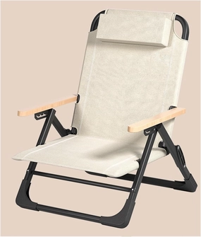 Folding Chair, Reclining Chair, Lazy Chair, backrest Chair, Portable Camping Chair, Beach Chair, Fishing Stool(Color:Beige), 21.65inX23.62inX33in, 1687125