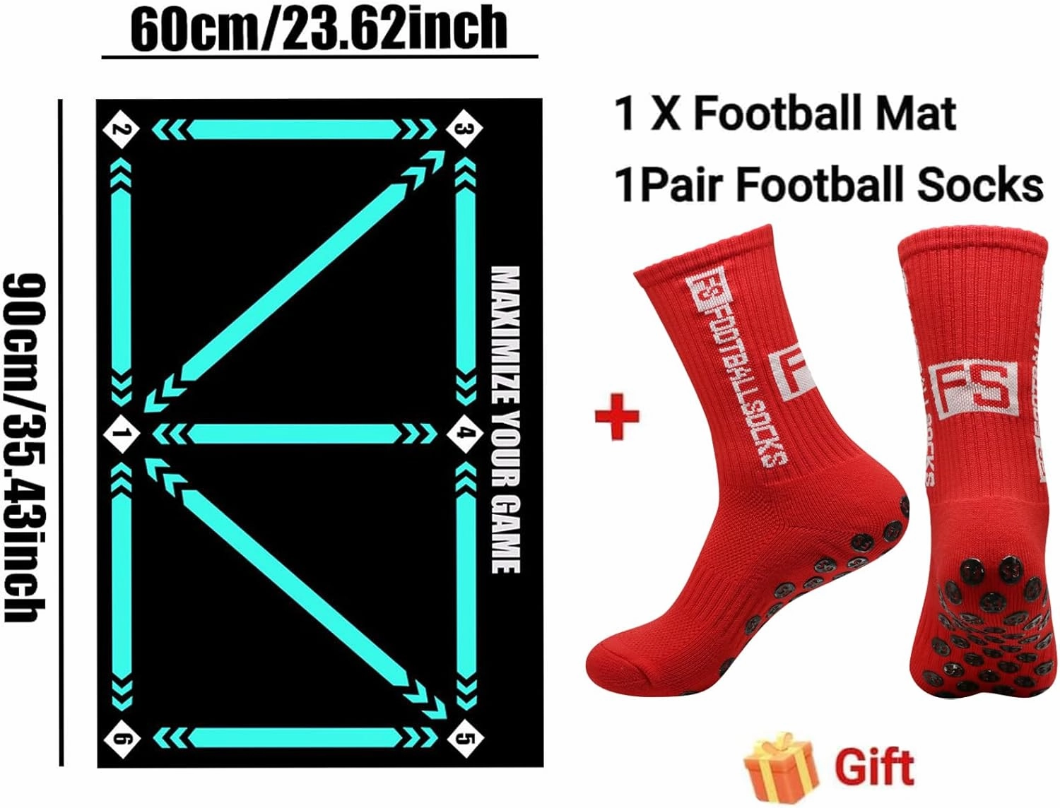 Football Footstep Training Mat, Soccer Training Mat, Soccer Train Mat for All Levels, Agility Footstep Training Mat, Non-Slip Silent Equipment for All Ages to Improve Speed, Strength and Coordination