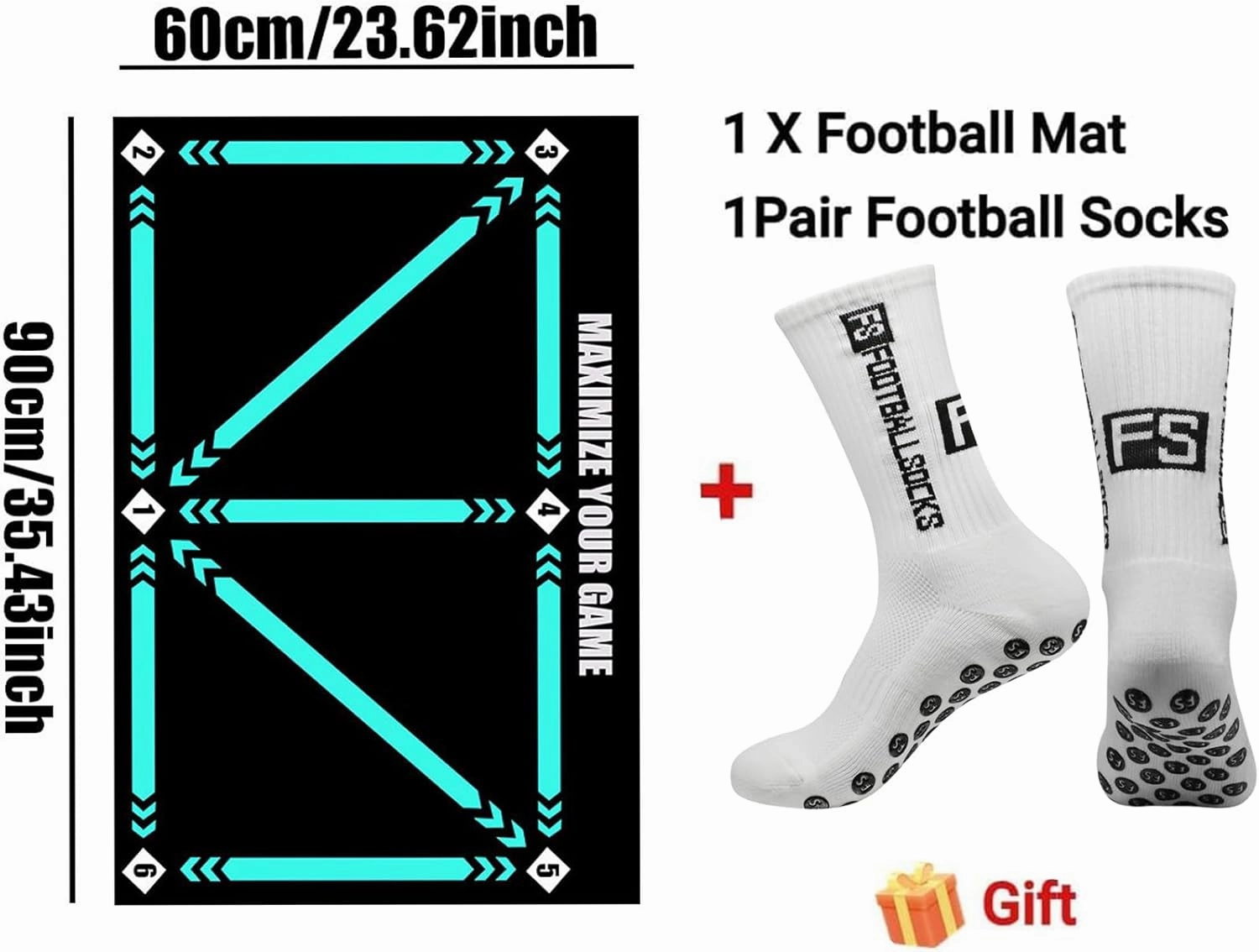 Football Footstep Training Mat, Soccer Training Mat, Soccer Train Mat for All Levels, Agility Footstep Training Mat, Non-Slip Silent Equipment for All Ages to Improve Speed, Strength and Coordination
