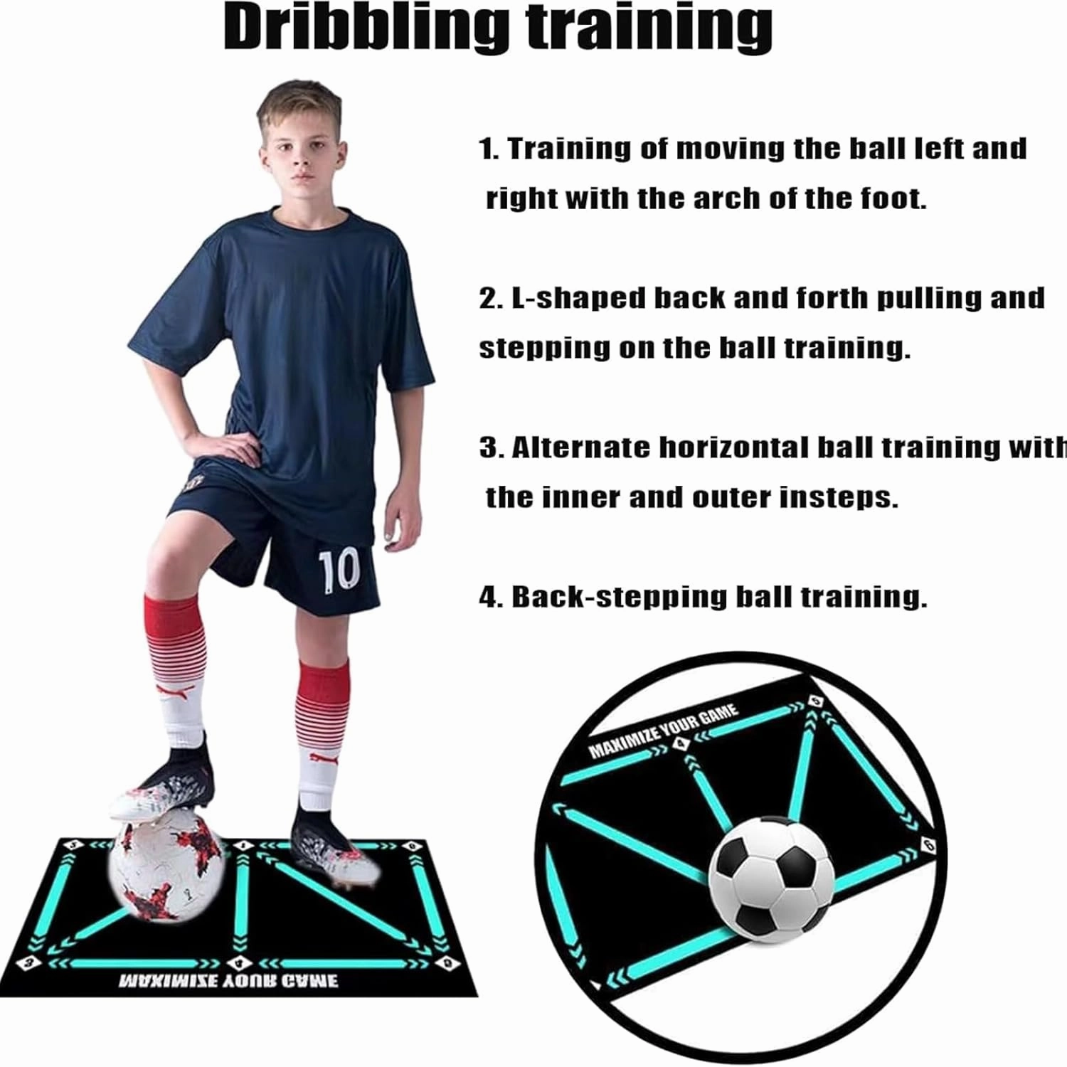 Football Footstep Training Mat, Soccer Training Mat, Soccer Train Mat for All Levels, Agility Footstep Training Mat, Non-Slip Silent Equipment for All Ages to Improve Speed, Strength and Coordination
