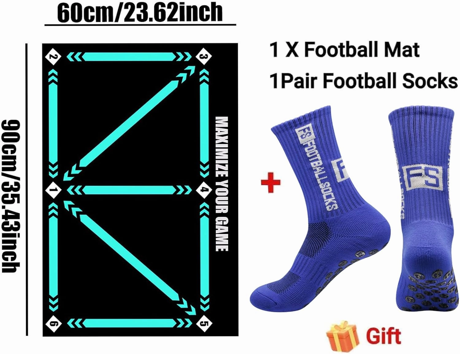 Football Footstep Training Mat, Soccer Training Mat, Soccer Train Mat for All Levels, Agility Footstep Training Mat, Non-Slip Silent Equipment for All Ages to Improve Speed, Strength and Coordination