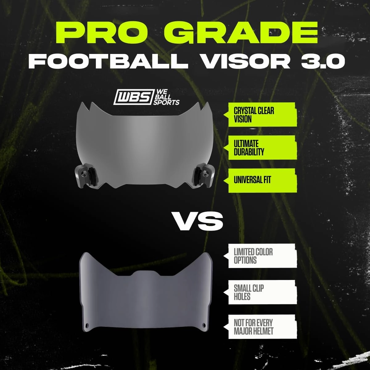 Football Visor 3.0, Fits Adult & Youth Football Helmets