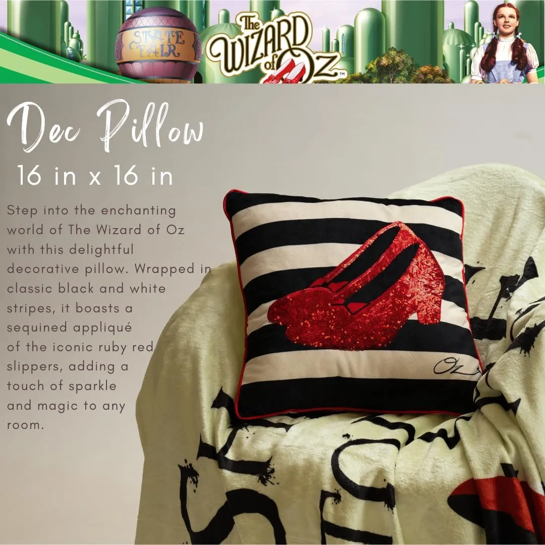 Franco Bedding Super Soft Plush Decorative Throw Cuddle Pillow (100% Officially Licensed Product), One Size, The Wizard of OZ-Ruby Slippers