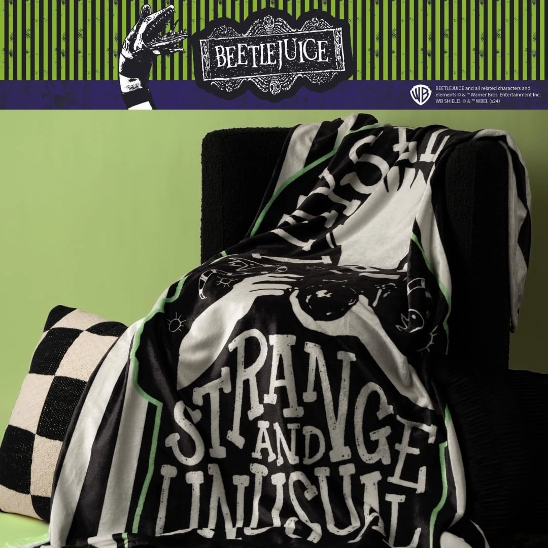 Franco Collectibles Beetlejuice Lydia Bedding Super Soft Micro Raschel Throw, 46 in x 60 in, (Officially Licensed Product)