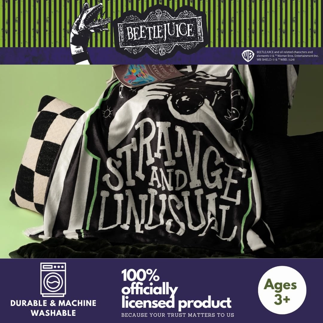Franco Collectibles Beetlejuice Lydia Bedding Super Soft Micro Raschel Throw, 46 in x 60 in, (Officially Licensed Product)