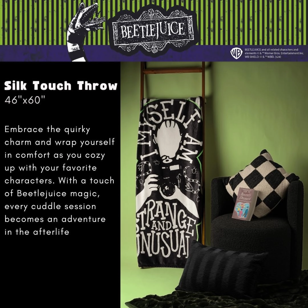 Franco Collectibles Beetlejuice Lydia Bedding Super Soft Micro Raschel Throw, 46 in x 60 in, (Officially Licensed Product)