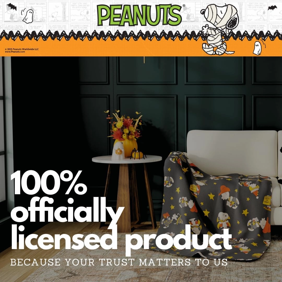 Franco Collectibles Peanuts Halloween Bedding Super Soft Cozy Plush Throw, 46 in x 60 in, (Officially Licensed Product)