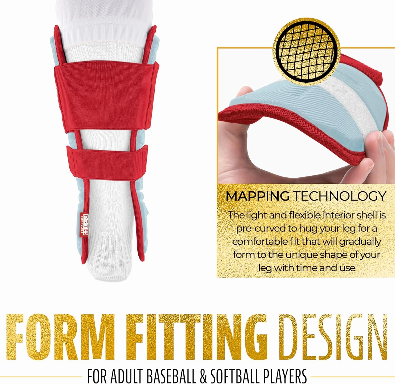 Franklin Sports Baseball   Softball Leg Guard - PRT Series Adult Shin   Foot Batting Shield - Right   Left Hand Hitters