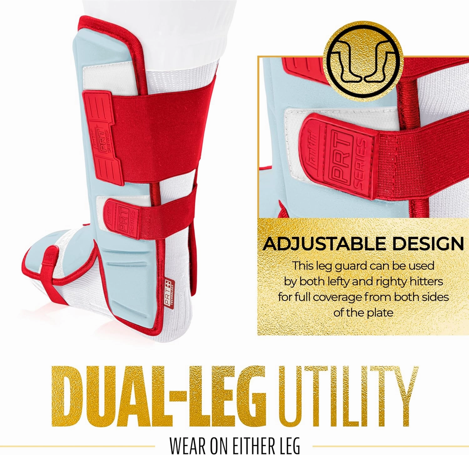 Franklin Sports Baseball   Softball Leg Guard - PRT Series Adult Shin   Foot Batting Shield - Right   Left Hand Hitters