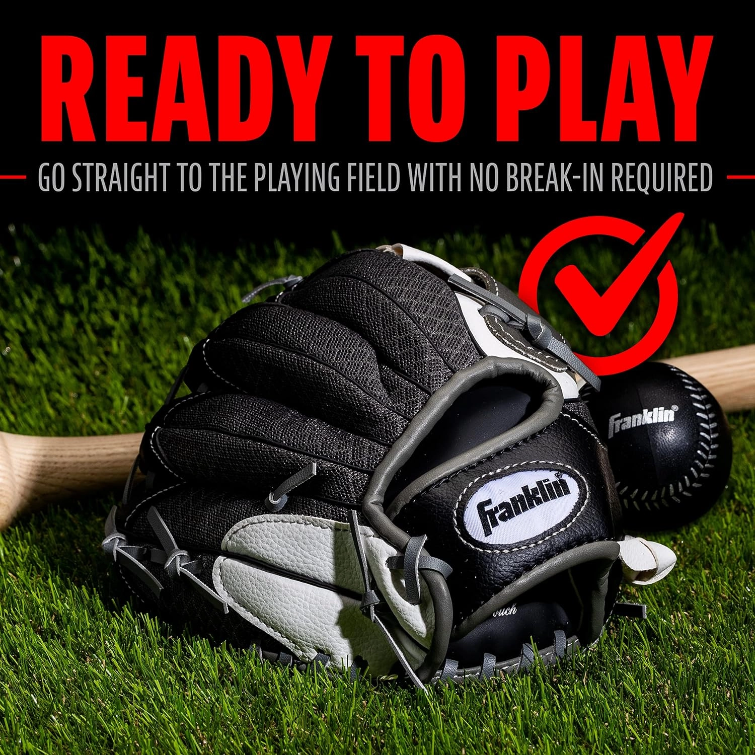 Franklin Sports Kids Baseball Glove   Ball Sets - Meshtek Youth Teeball Gloves for Kids   Toddlers - Left   Right Hand Throw Mitts   Glove Sets with Foam Balls - Boys   Girls Gloves - 9.5" Inch