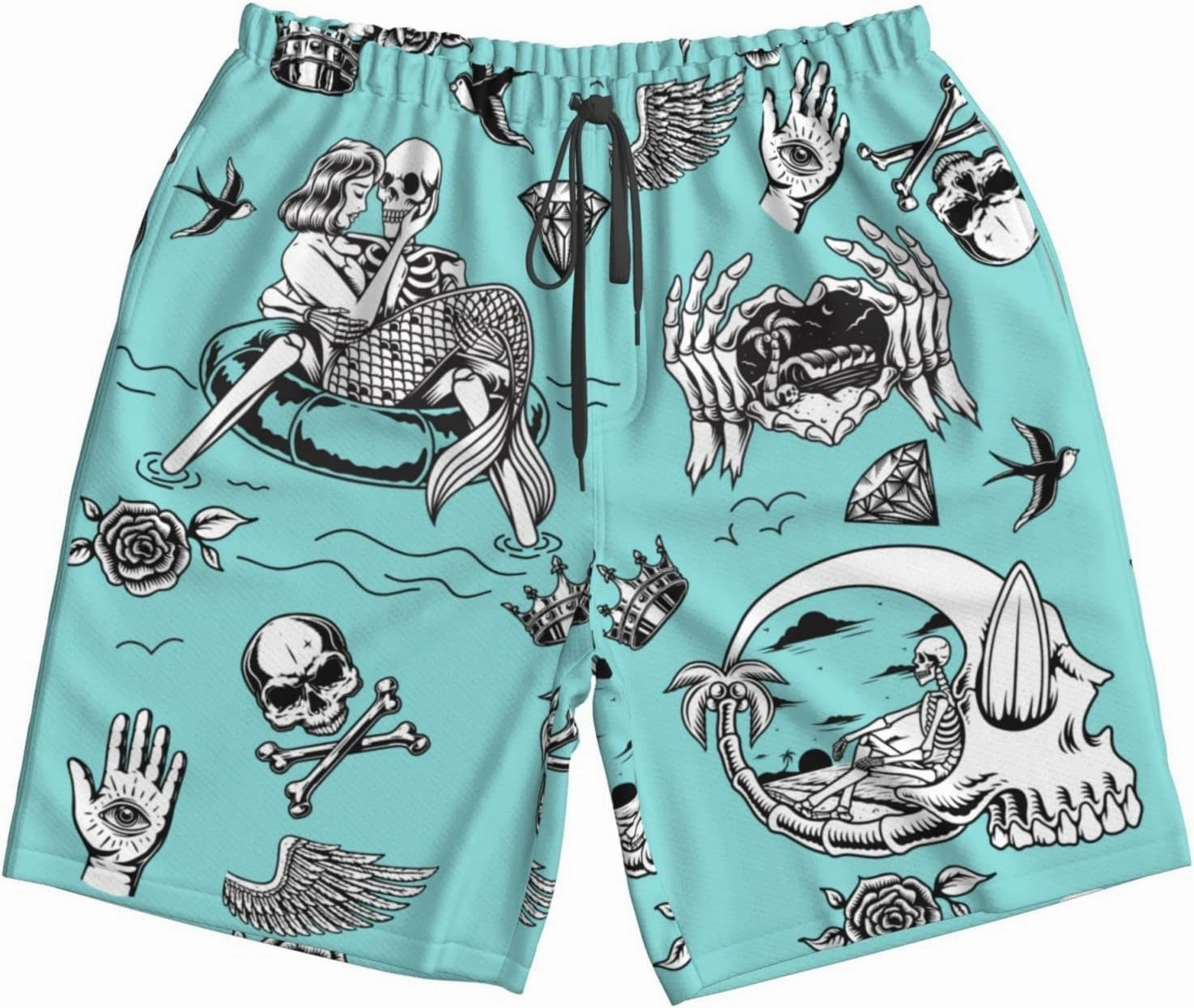 FREEHOTU Men's Swim Trunks Beach Board Shorts Quick Dry Swimwear Sports with Pockets