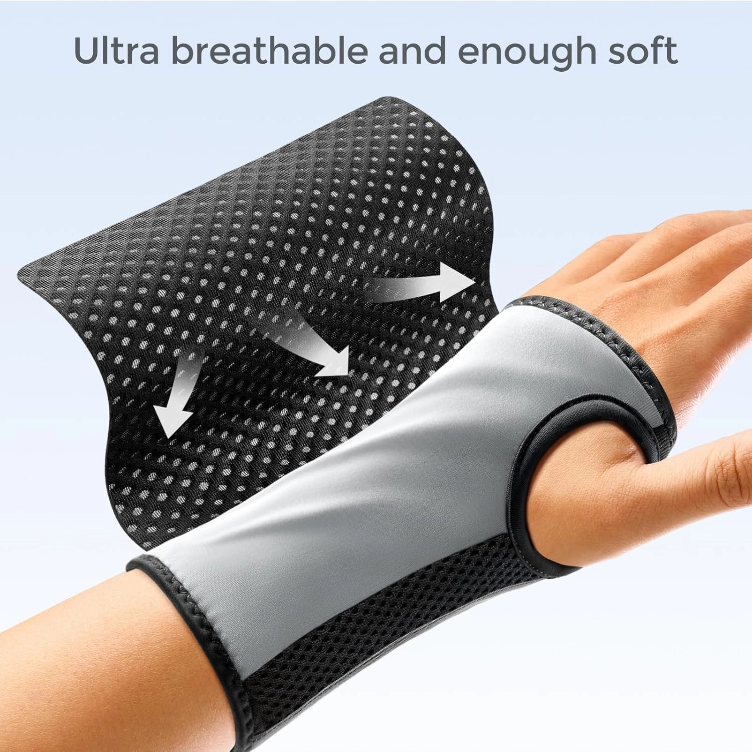 FREETOO Wrist Brace for Carpal Tunnel,[New Upgrade-Anatomically shaped] Adjustable Wrist Support Splint for Men and Women,Hand Brace for Pain Relief, Tendinitis,Arthritis,Right Hand,Large,Black-Grey