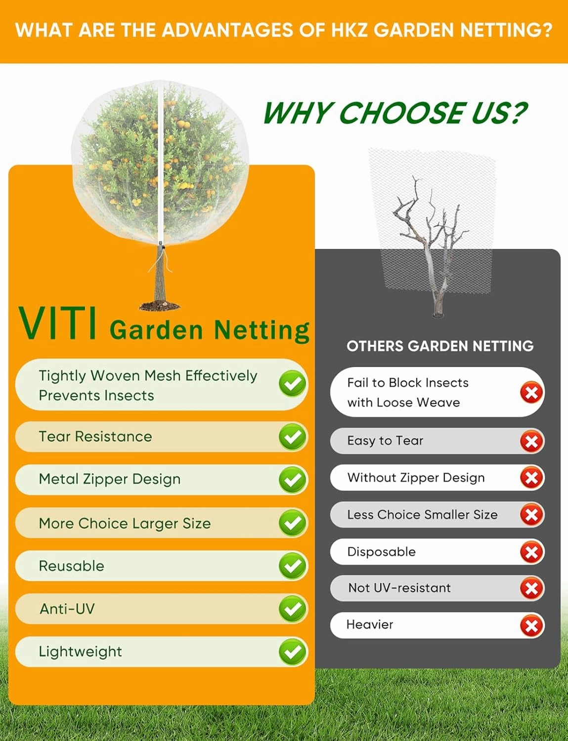 Fruit Tree Netting for Cicadas - with 4Pcs 6Ftx5.3Ft Zipper&Drawstring Protection for Your Fruit Trees Garden Bird Netting Covers for Blueberry Bush Tomato Bug Plant Protection Cherry Apple Tree