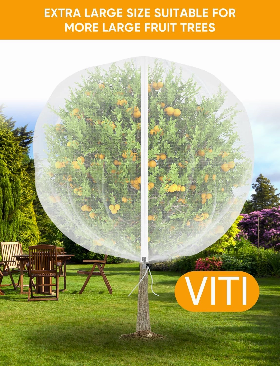 Fruit Tree Netting for Cicadas - with 4Pcs 6Ftx5.3Ft Zipper&Drawstring Protection for Your Fruit Trees Garden Bird Netting Covers for Blueberry Bush Tomato Bug Plant Protection Cherry Apple Tree