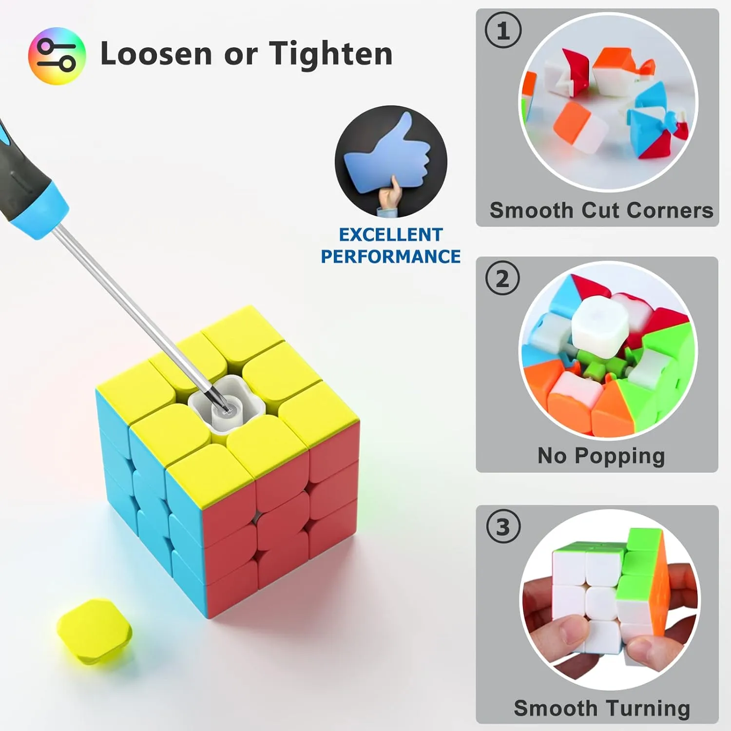 Full Size 3x3x3 Speed Cube Set, 2.2in Puzzle Party Favors Toy Stickerless Magic Cube Set, School Classroom Prize for Students, Birthday Party Stocking Stuffers Gifts for Kids Teens Adults(6 Pack)
