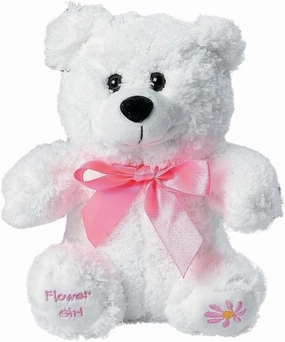 Fun Express Flower Girl Stuffed Bear - Soft Plush - Wedding Party Gifts