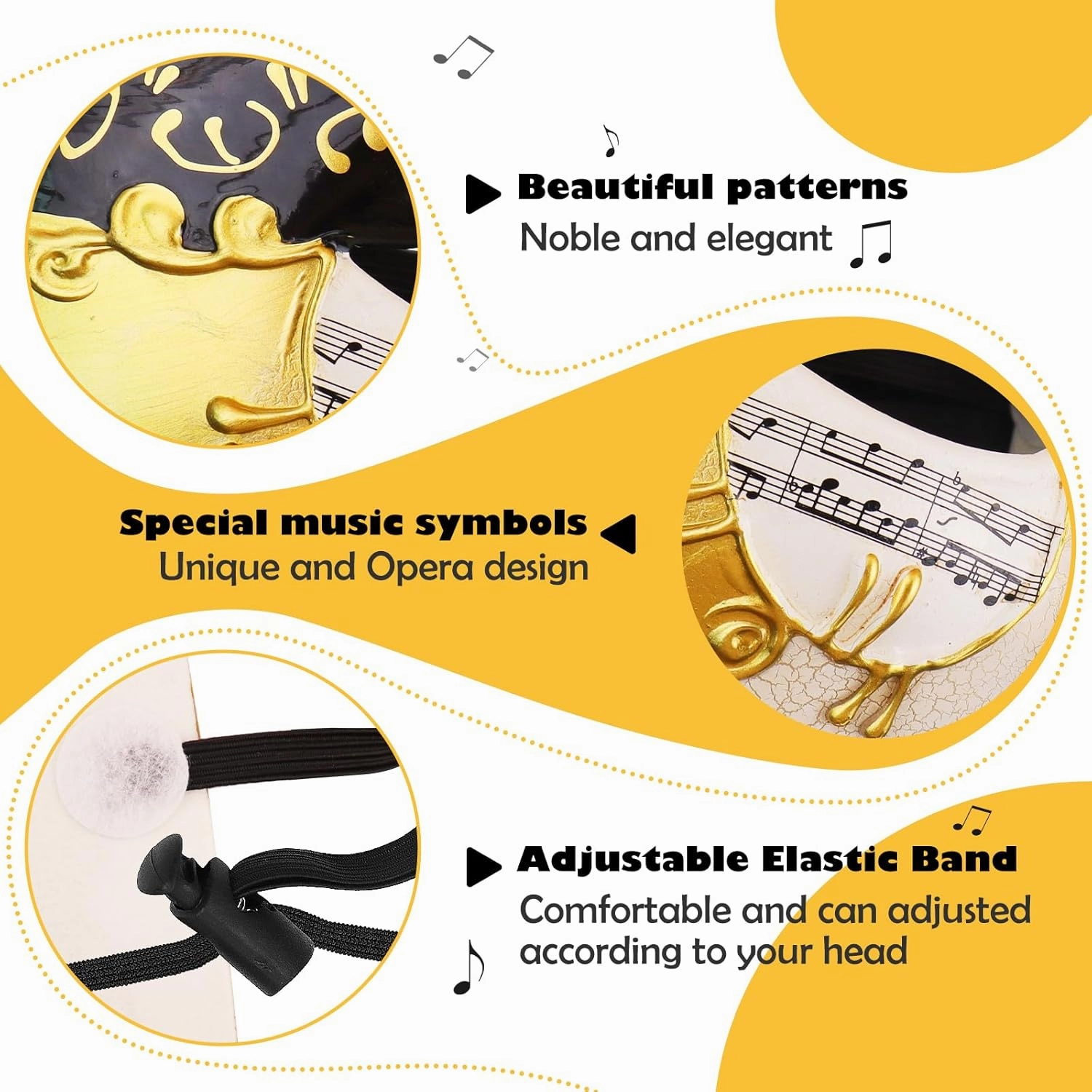 FunMular Masquerade Mask for Men Phantom of The Opera Mask Half Face with Bowtie Brooch for Halloween Mardi Gras Party