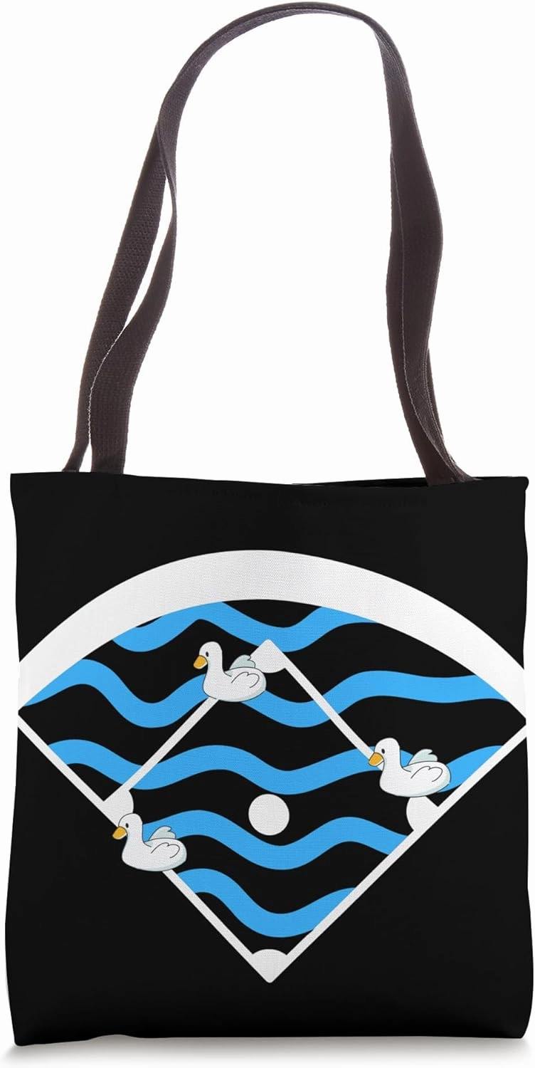 Funny Baseball Ducks On The Pond Base Ball Tote Bag