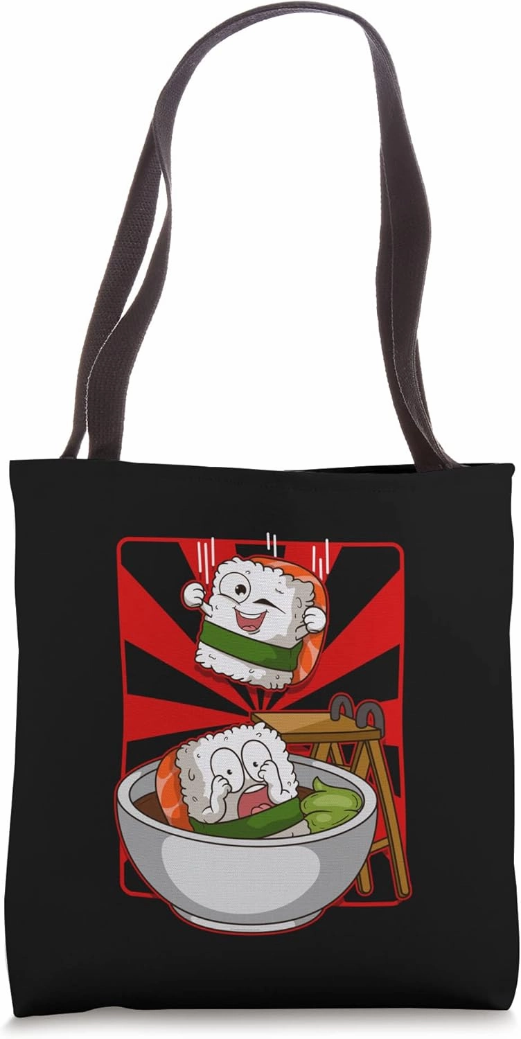 Funny Japanese Sushi Cannon Ball Hilarious Sushi Tote Bag
