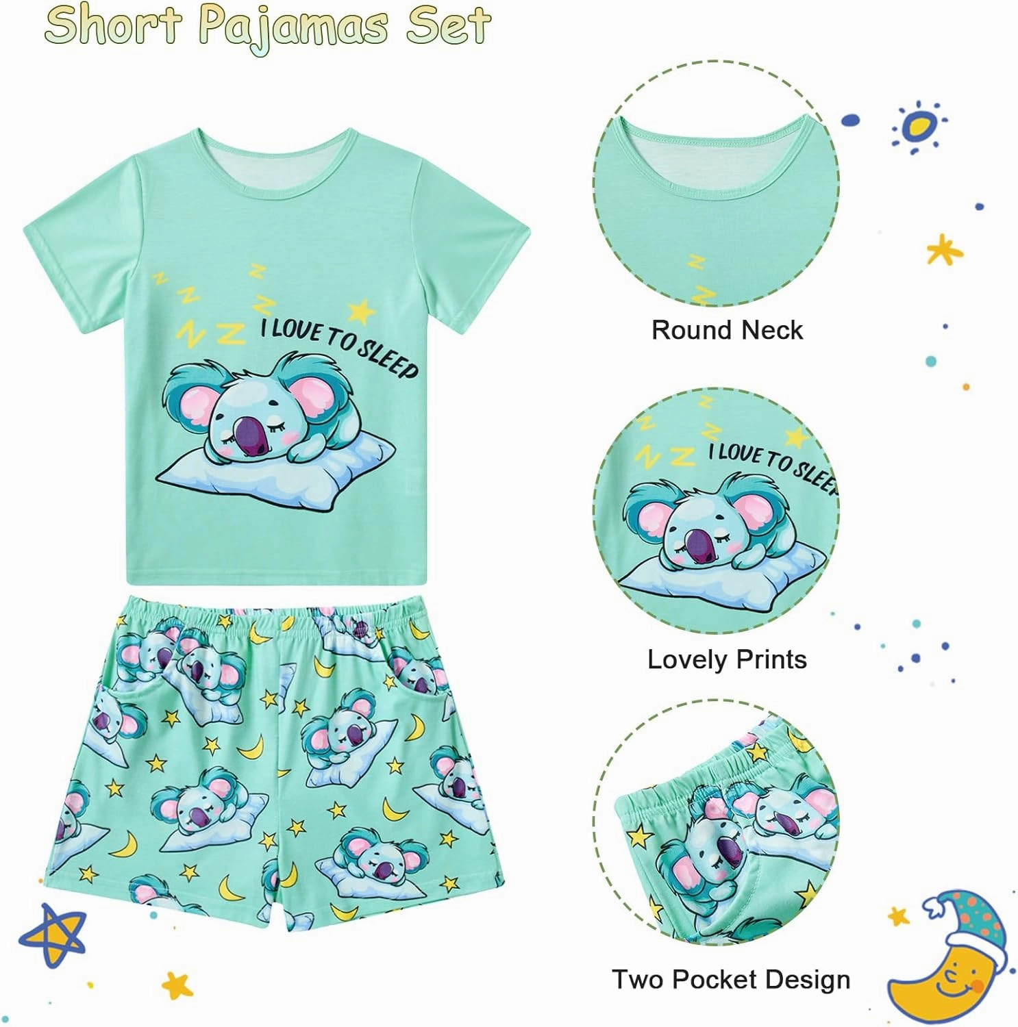 Funnycokid Girls Pajamas 3 Pieces Tie Dye Shirts&Tank Shorts Pjs Cute Summer Loungewear Nightwear Set Size 7-14